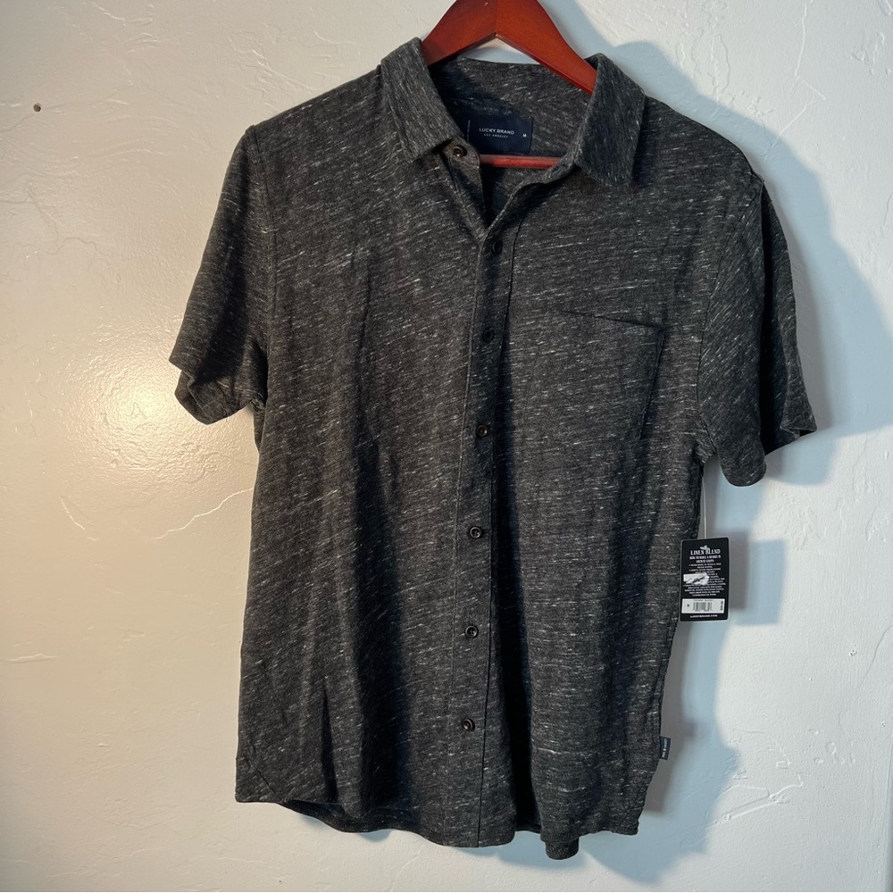 NWT Lucky Brand Charcoal Short Sleeve Shirt Men’s Medium